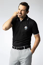 glenmuir Official Ryder Cup 2025 Mens Tipped Performance Pique Golf Polo Shirt