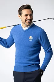 glenmuir Official Ryder Cup 2025 Mens V Neck Lambswool Midweight Golf Sweater