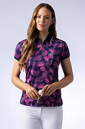 glenmuir The Open Ladies Quarter Zip Print Patterned Performance Golf Polo Shirt