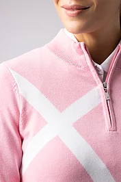 Glenmuir The Open Ladies Quarter Zip Saltire Cross Cotton Lightweight Golf Sweater