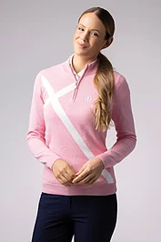 glenmuir The Open Ladies Quarter Zip Saltire Cross Cotton Lightweight Golf Sweater