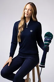 glenmuir The Open Ladies Quarter Zip Water Repellent Lined Merino Heavyweight Golf Sweater