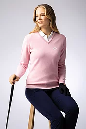 glenmuir The Open Ladies V Neck Lambswool Midweight Golf Sweater