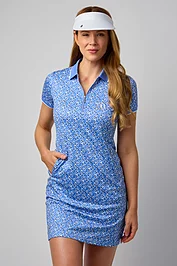 glenmuir The Open Ladies Zip Collar Printed Golf Dress with Detachable Shorts