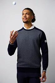 glenmuir The Open Mens Crew Neck Birdseye Front Cotton Lightweight Golf Sweater