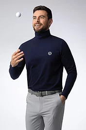 glenmuir The Open Mens Long Sleeve Cotton Roll Neck Golf Shirt