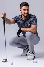 glenmuir The Open Mens Pencil Stripe Tailored Collar Performance Golf Shirt