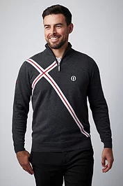 glenmuir The Open Mens Quarter Zip Abstract Cross Cotton Lightweight Golf Sweater