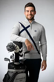 glenmuir The Open Mens Quarter Zip Saltire Cross Cotton Lightweight Golf Sweater