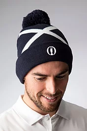 Glenmuir The Open Unisex Thermal Lined Saltire Golf Bobble Beanie Hat