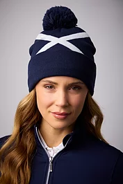 Glenmuir Unisex Thermal Lined Saltire Golf Bobble Beanie Hat