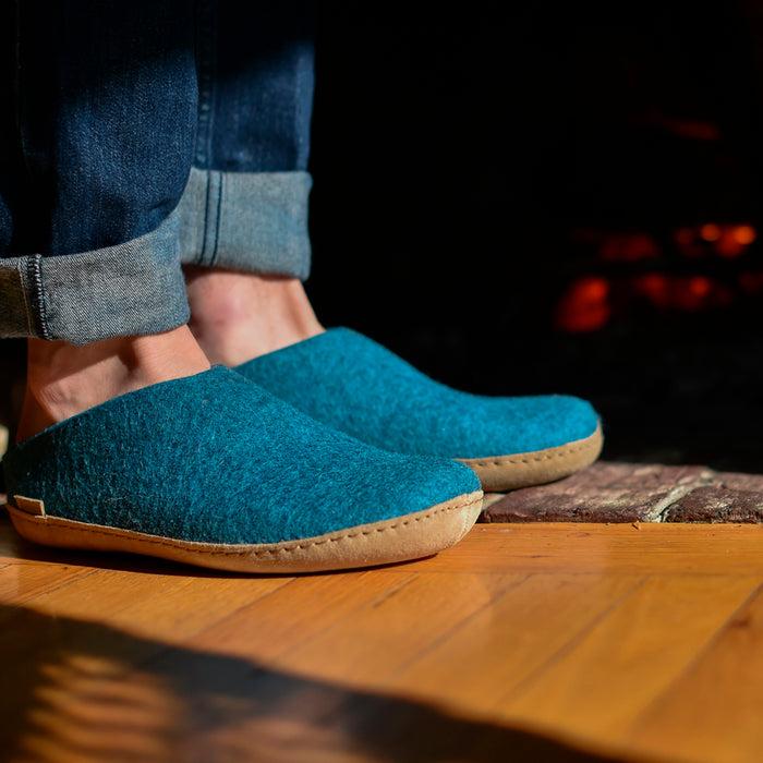 Glerups Dk Slip-on With Leather Sole - Petrol