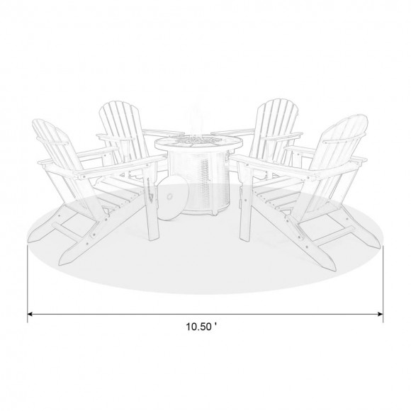 Glitzhome Elm PLUS 1 Piece 30000-BTU Round Slates Top Aluminum Propane Fire Pit Table And 4 Piece Pacific Blue HDPE Folding Adirondack Chairs