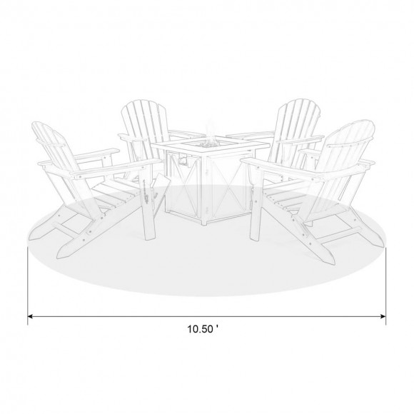Glitzhome Elm PLUS 1 Piece 50000-BTU Square Tiles Top Aluminum Propane Fire Pit Table And 4 Piece Aqua HDPE Folding Adirondack Chairs
