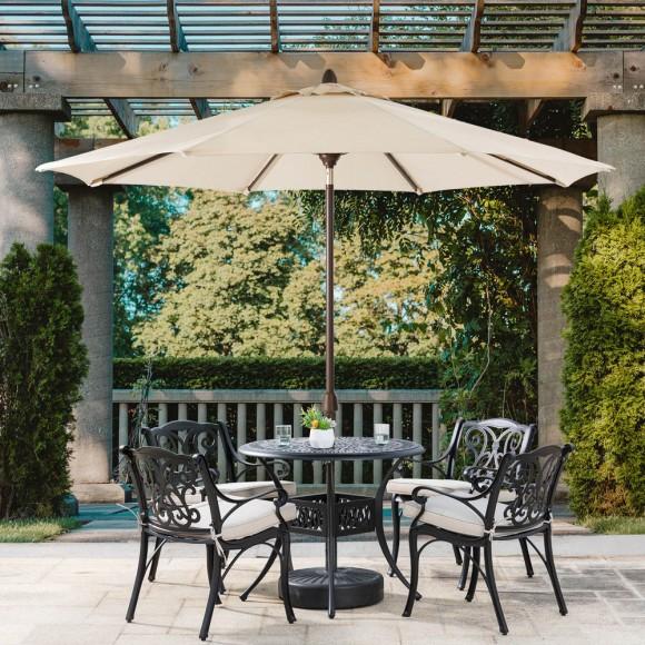 Glitzhome Elm PLUS 10 Ft. Aluminum Auto Tilt Market Patio Umbrella In Beige Olefin