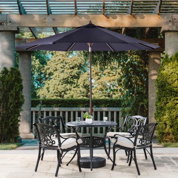 Glitzhome Elm PLUS 10 Ft. Aluminum Auto Tilt Market Patio Umbrella In Navy Blue Olefin