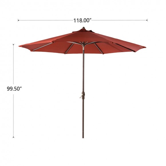 Glitzhome Elm PLUS 10 Ft. Aluminum Auto Tilt Market Patio Umbrella In Wine Red Olefin