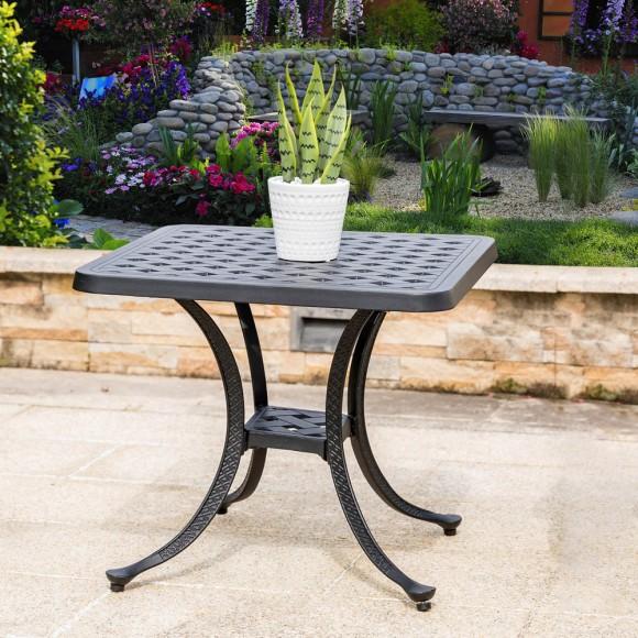 Glitzhome Elm PLUS 18"H Cast Aluminum Square Patio Side Table