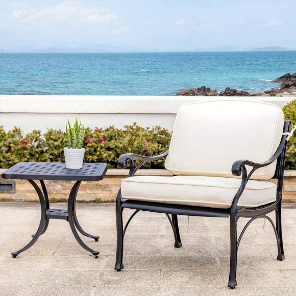 Glitzhome Elm PLUS 18"H Cast Aluminum Square Patio Side Table