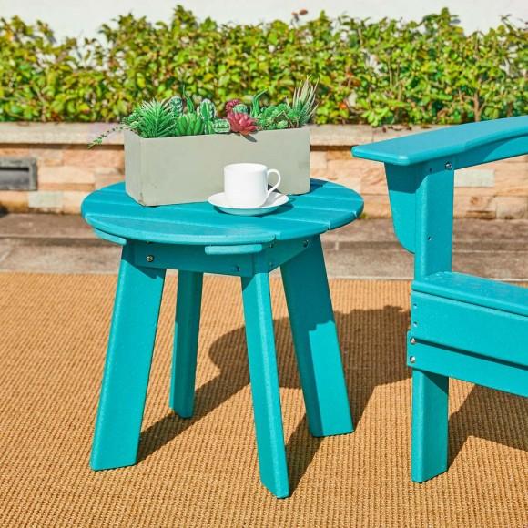 Glitzhome Elm PLUS 20"D Outdoor Patio Aqua HDPE Round Side Table End Table Or Coffee Table