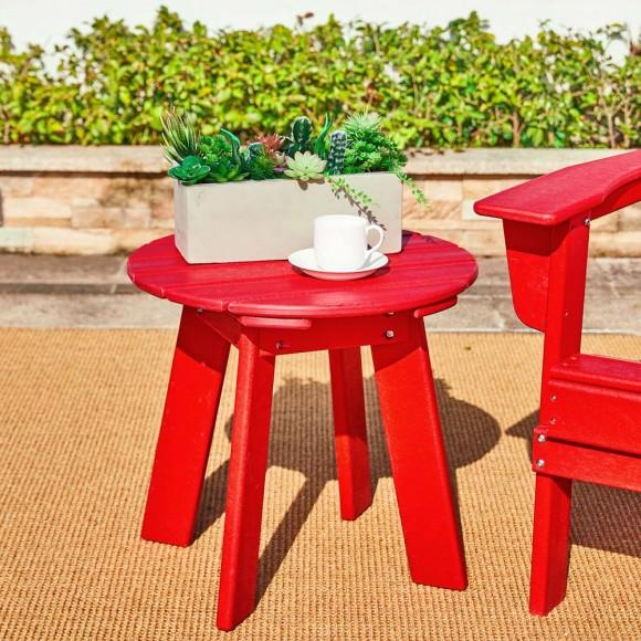 Glitzhome Elm PLUS 20"D Outdoor Patio Red HDPE Round Side Table End Table Or Coffee Table