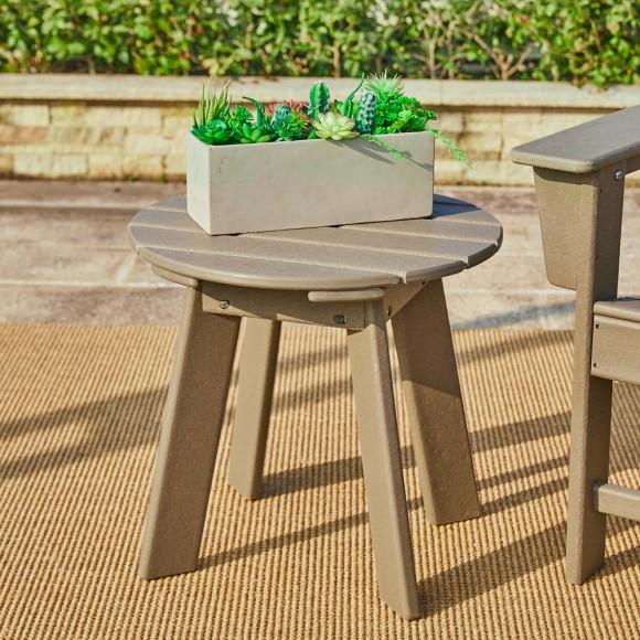 Glitzhome Elm PLUS 20"D Outdoor Patio Tan HDPE Round Side Table End Table Or Coffee Table