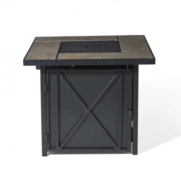 Glitzhome Elm PLUS 24.75"H X 30"W 50000-BTU Square Tiles Top Aluminum Propane Fire Pit Table With Polyester Cover