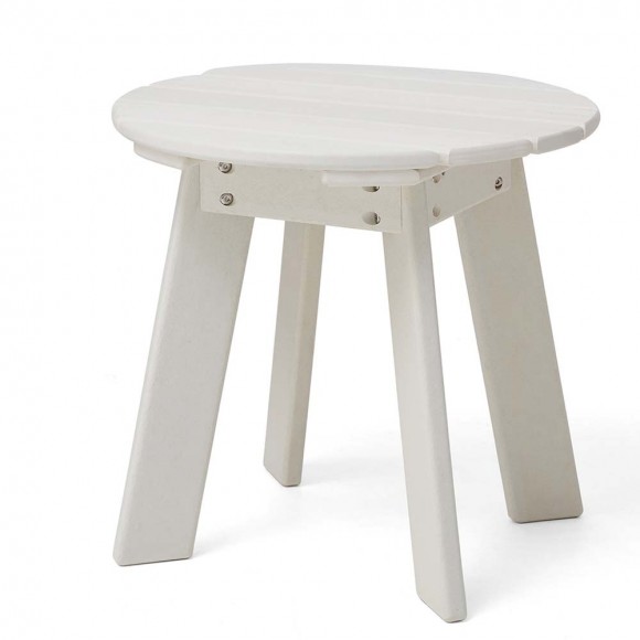 Glitzhome Elm PLUS 3-Piece Outdoor Patio White HDPE Folding Adirondack Chairs And 20"D Side Table Set