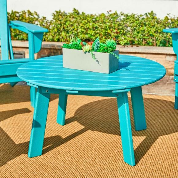 Glitzhome Elm PLUS 32"D Outdoor Patio Aqua HDPE Round Coffee Table