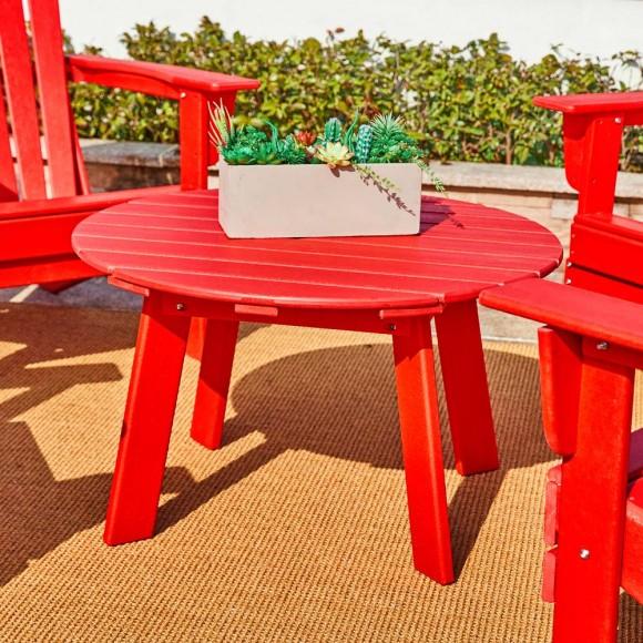Glitzhome Elm PLUS 32"D Outdoor Patio Red HDPE Round Coffee Table
