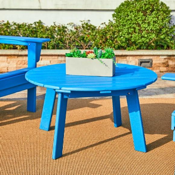 Glitzhome Elm PLUS 35.5"D Outdoor Patio Pacific Blue HDPE Round Coffee Table