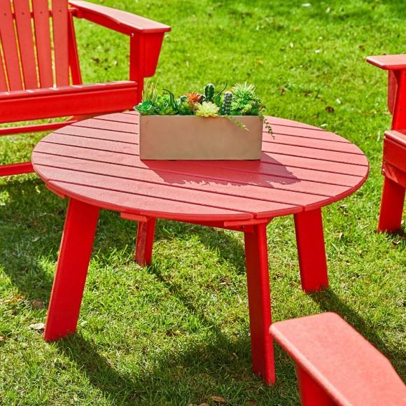 Glitzhome Elm PLUS 35.5"D Outdoor Patio Red HDPE Round Coffee Table