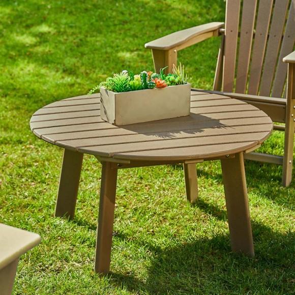 Glitzhome Elm PLUS 35.5"D Outdoor Patio Tan HDPE Round Coffee Table