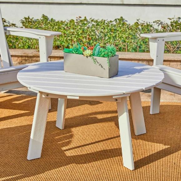 Glitzhome Elm PLUS 35.5"D Outdoor Patio White HDPE Round Coffee Table