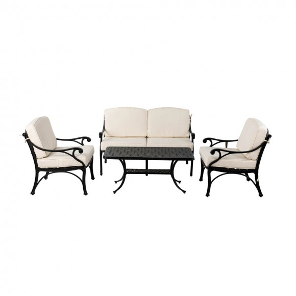 glitzhome Elm PLUS 4 Piece Cast Aluminum Patio Sectional Sofa Set with Beige Cushions Olefin Fabric glitzhome Elm PLUS 4 Piece Cast Aluminum Patio Sectional Sofa Set with Beige Cushions Olefin Fabric
