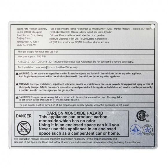 Glitzhome Elm PLUS 48"W 30000-BTU Black Aluminum Propane Fire Pit Table With Polyester Cover