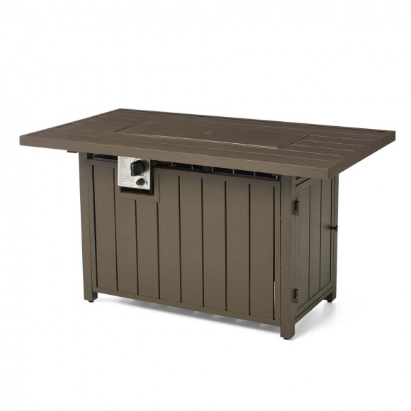 Glitzhome Elm PLUS 48"W 30000-BTU Tan Aluminum Propane Fire Pit Table With Polyester Cover