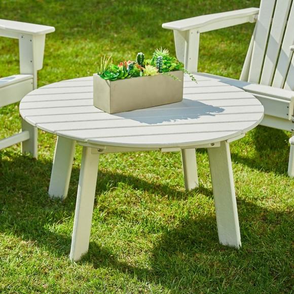 Glitzhome Elm PLUS 5-Piece Outdoor Patio White HDPE Adirondack Chair And 35.5"D Coffee Table Set
