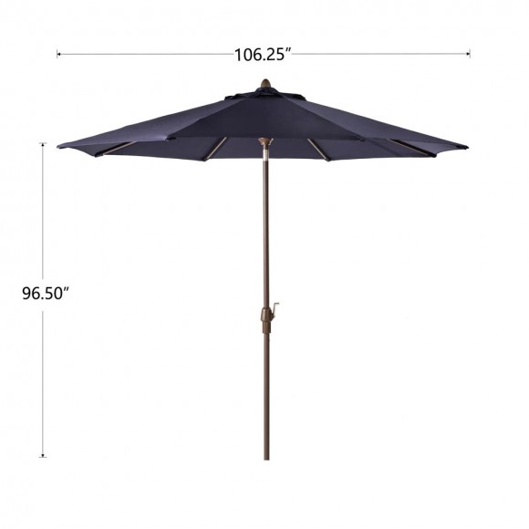 Glitzhome Elm PLUS 9 Ft. Aluminum Auto Tilt Market Patio Umbrella In Navy Blue Olefin