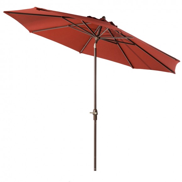 glitzhome Elm PLUS 9 ft. Aluminum Auto Tilt Market Patio Umbrella in Wine Red Olefin