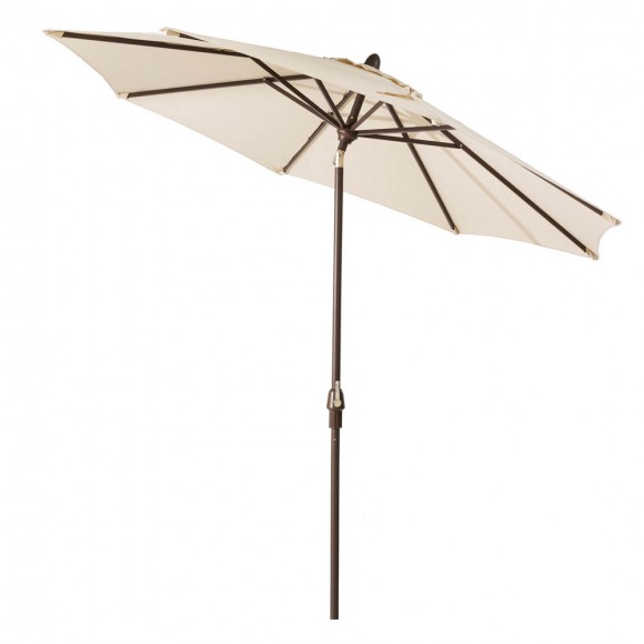 glitzhome Elm PLUS 9 ft. Aluminum Auto Tilt Market Patio Umbrella in Beige Olefin