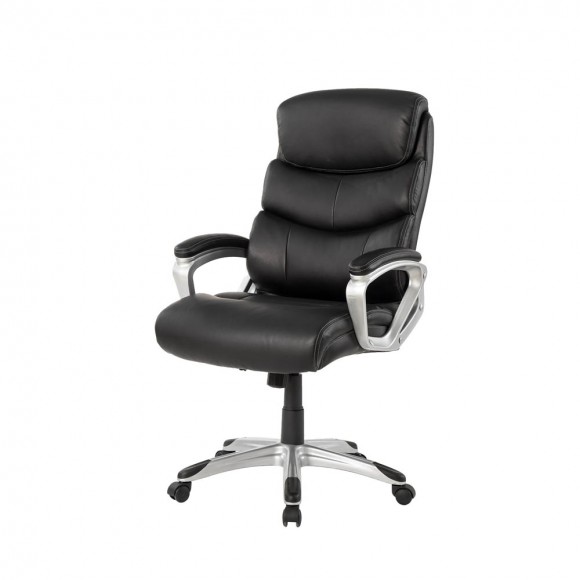 glitzhome Elm PLUS Black PU Leather Gaslift Adjustable Height Swivel Office Chair