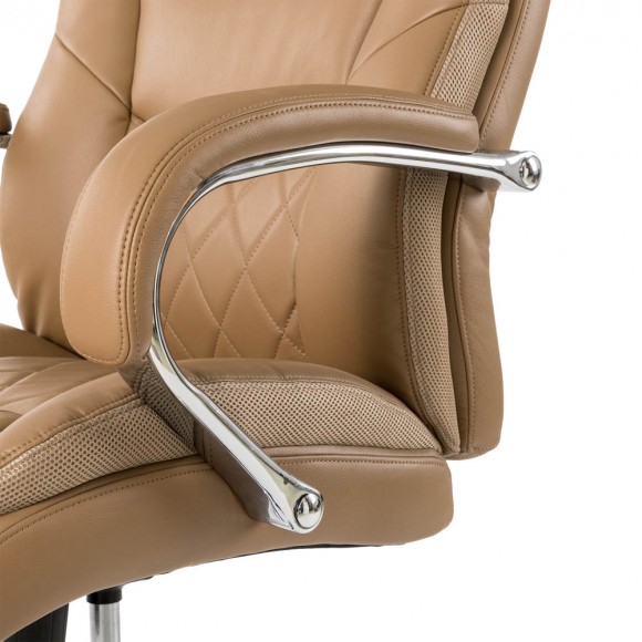 Glitzhome Elm PLUS Camel Big And Tall Air PU Leather Gaslift Adjustable Height Swivel Executive Chair