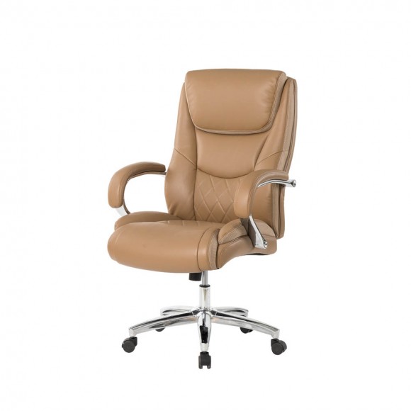 glitzhome Elm PLUS Camel Big and Tall Air PU Leather Gaslift Adjustable Height Swivel Executive Chair