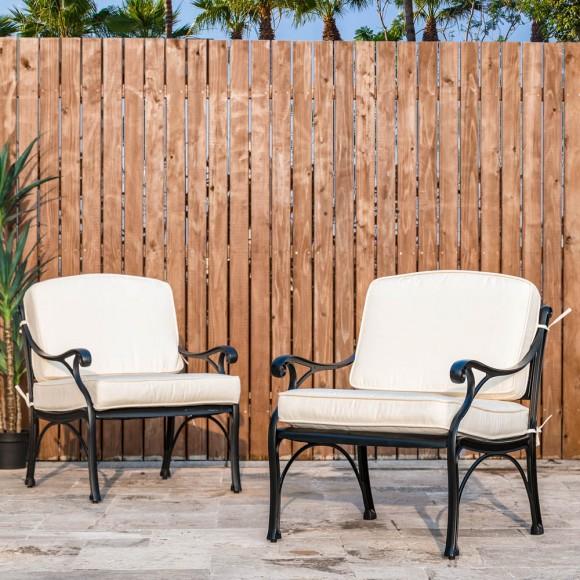 Glitzhome Elm PLUS Cast Aluminum Patio Sofa Chair With Beige Cushion Olefin Fabric