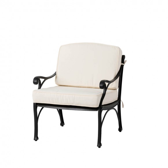 glitzhome Elm PLUS Cast Aluminum Patio Sofa Chair with Beige Cushion Olefin Fabric
