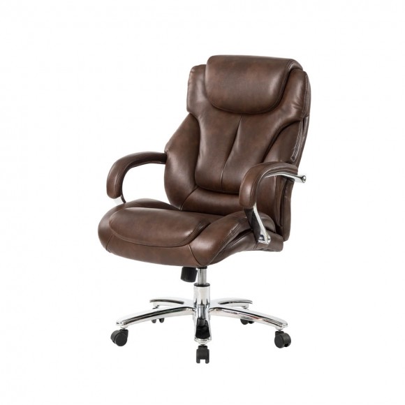 glitzhome Elm PLUS Coffee Big and Tall Air PU Leather Gaslift Adjustable Height Swivel Executive Chair