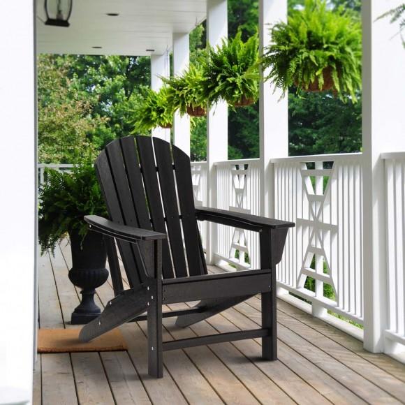 Glitzhome Elm PLUS Eco-Friendly Black Recycled HDPE Outdoor Adirondack Chair