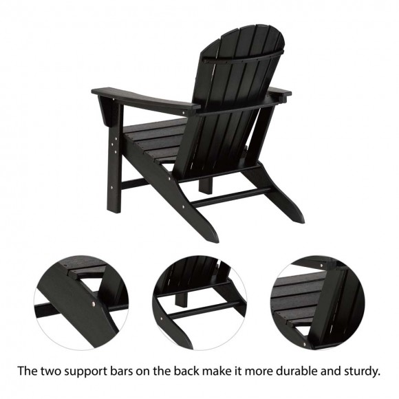 Glitzhome Elm PLUS Eco-Friendly Black Recycled HDPE Outdoor Adirondack Chair Set Of 2