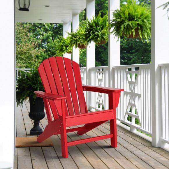 Glitzhome Elm PLUS Eco-Friendly Red Recycled Plastic Outdoor Adirondack Chair